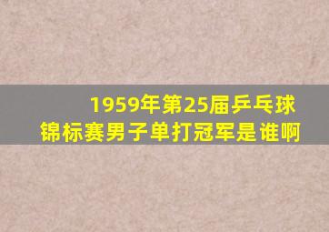 1959年第25届乒乓球锦标赛男子单打冠军是谁啊