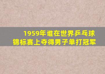 1959年谁在世界乒乓球锦标赛上夺得男子单打冠军