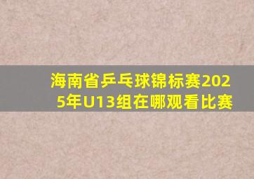 海南省乒乓球锦标赛2025年U13组在哪观看比赛